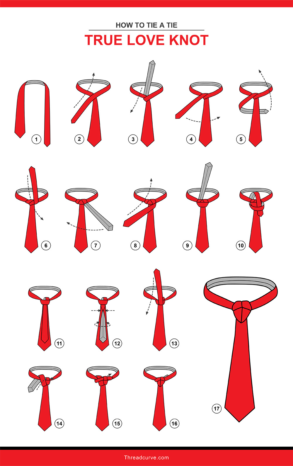 How to tie a true love knot (illustration)