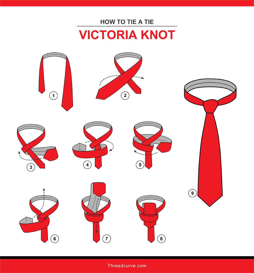 How to tie a Victoria tie knot (illustration)