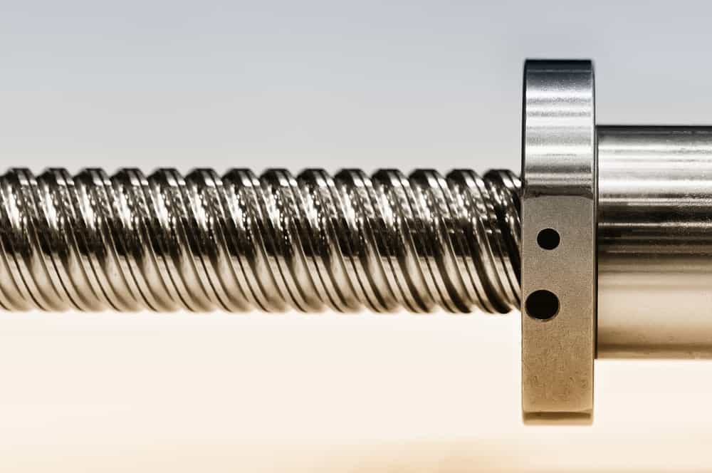 A close look at a screw thread.