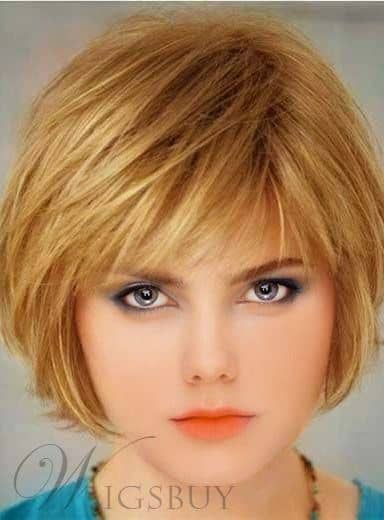 Short Straight Bob Hairstyle Capless Synthetic Wig from WigsBuy.