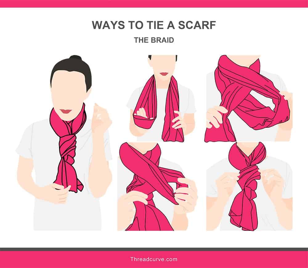 Illustration of the braid way to tie a scarf.