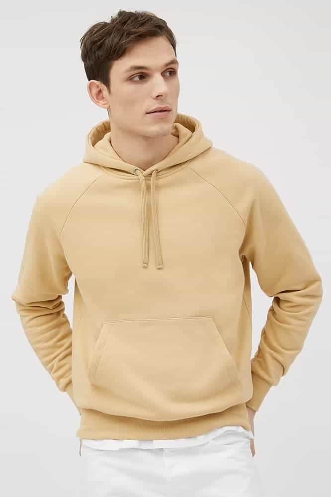 A Day's March Organic Hoodie in caramel.