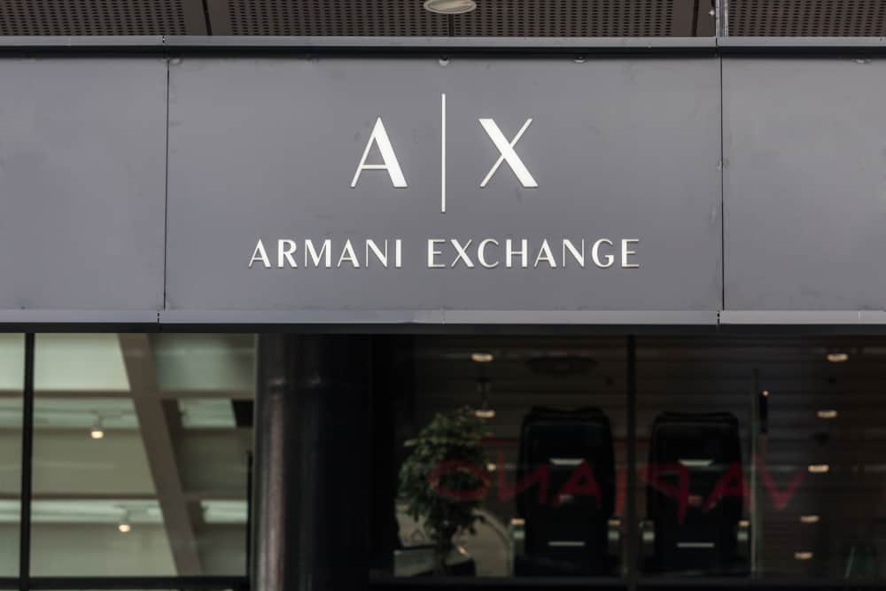 Armani Exchange logo on their main store in Belgrade Serbia.