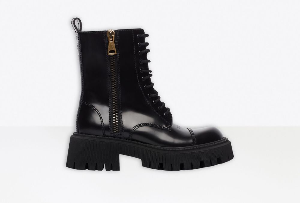 Balenciaga Women's Tractor 20mm Lace-Up Boot in Black