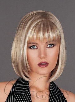 Human Hair Medium Straight Bob Hairstyle Lace Front Wigs from WigsBuy.