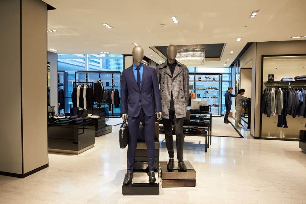 This is a close look at the inside of a Hugo Boss store.