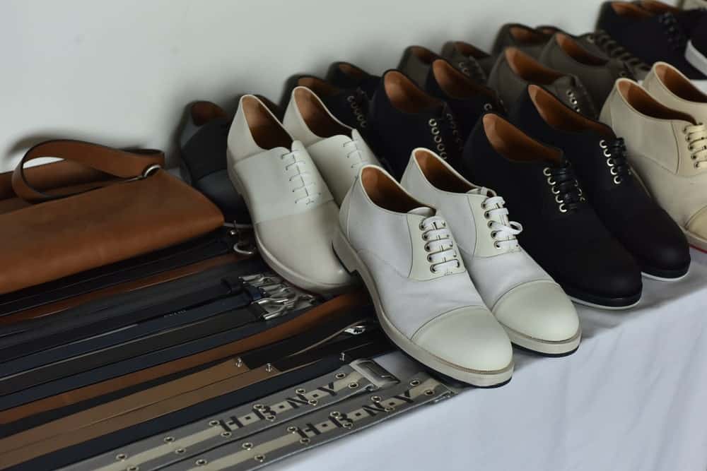 This is a close look at the shoes and accessories of Hugo Boss.