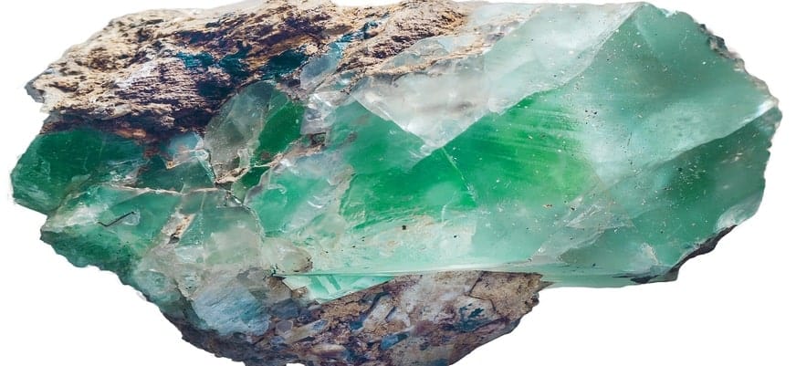 This is a close look at a piece of raw untreated emerald.