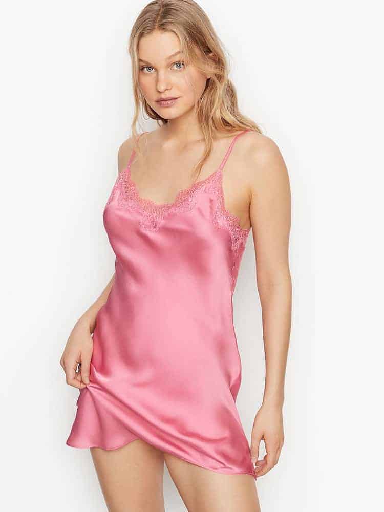 The pink satin slip dress from Victoria's Secret.