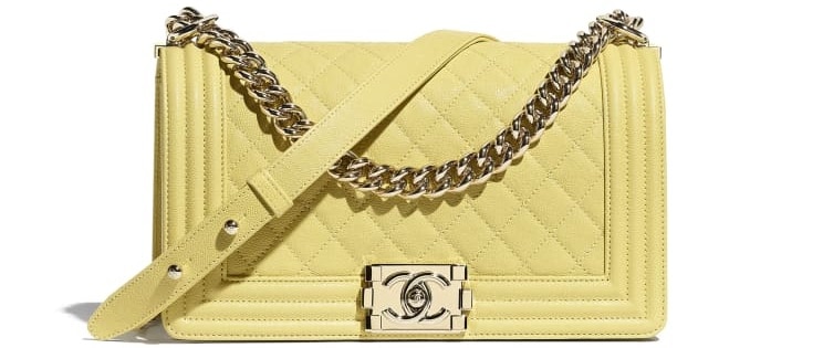 The Boy Chanel Handbag, Grained calfskin in gold and yellow from Chanel.