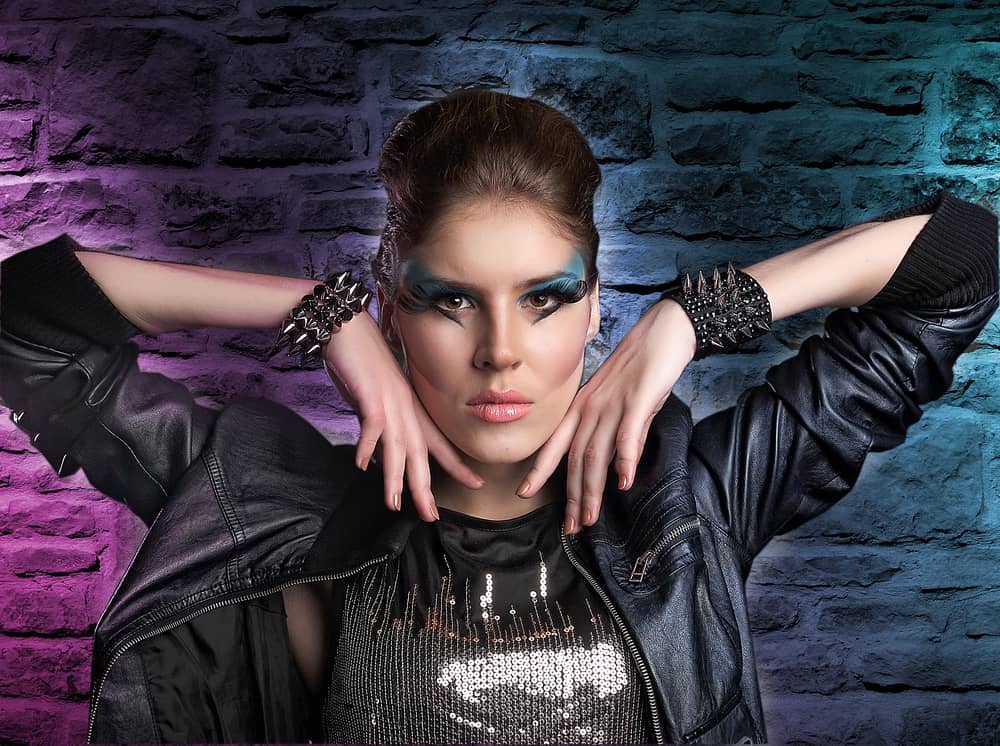 Model sporting a glam rock look.
