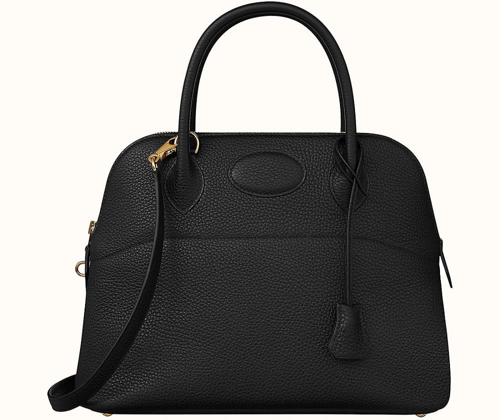 The black leather bolide 31 handbag from Hermes.