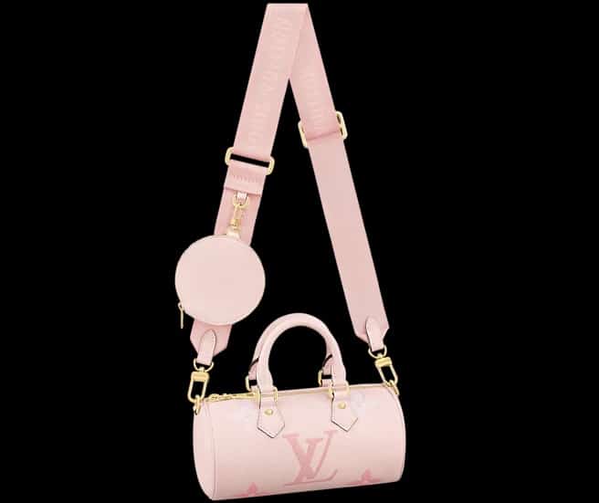 The Papillon BB handbag in pink from Louis Vuitton.