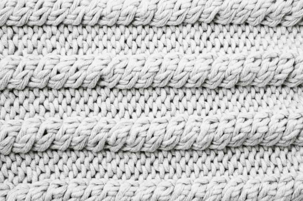 This is a close look at a piece of knitted fabric.