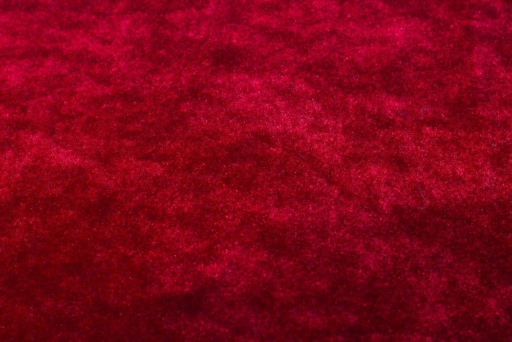 This is a close look at a red velvet Velour fabric.