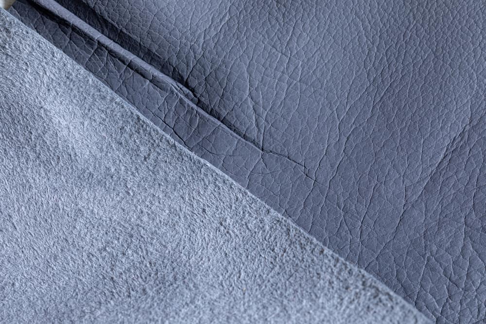 This is a close look at a gray Pigskin Suede leather fabric.