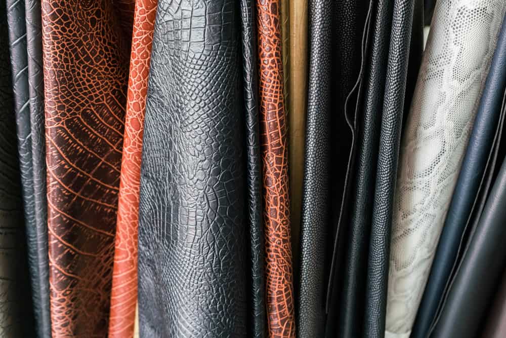 This is a close look at various PU Leather on display.