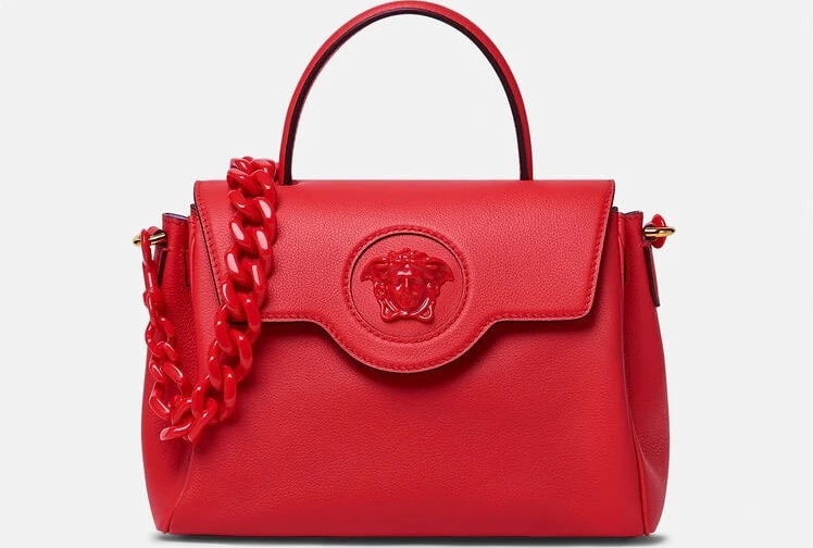 The La Medusa Medium Handbag in red leather from Versace.