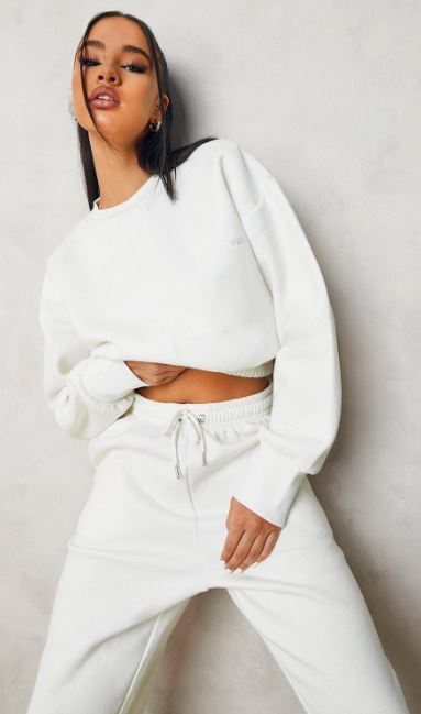 The Official Cropped Sweater Tracksuit from Boohoo.