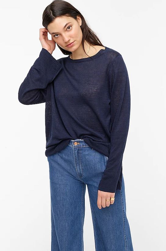 The Relaxed-fit linen crewneck sweater from J Crew.