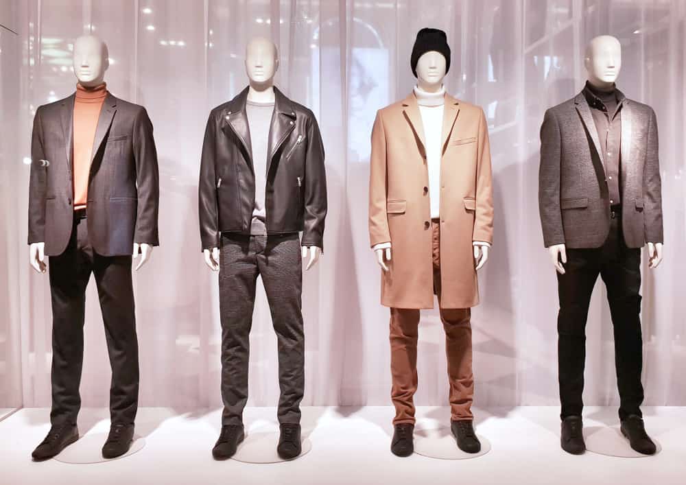 A display of men's clothing.