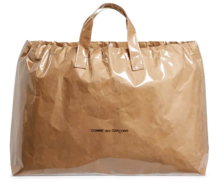 The Comme De Garcons Logo Kraft Paper Tote from Nordstrom.