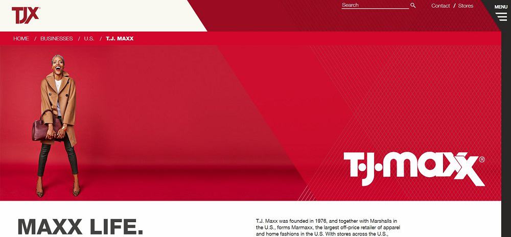 This is a screenshot of the TJ Maxx Website.