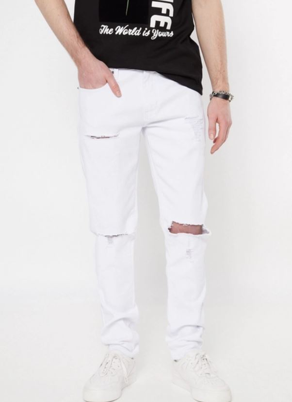 The Supreme Flex White Blown Knee Skinny Jeans from Rue21.