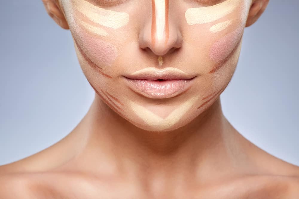 Close-up of woman with contouring on face.
