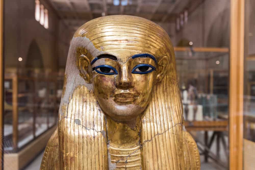 Golden Pharaoh mask in the Museum of Egyptian Antiquities.