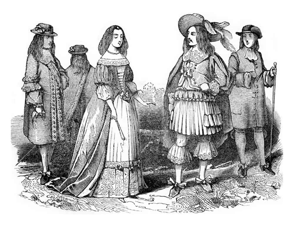 Vintage illustration of King Charles II and Queen.