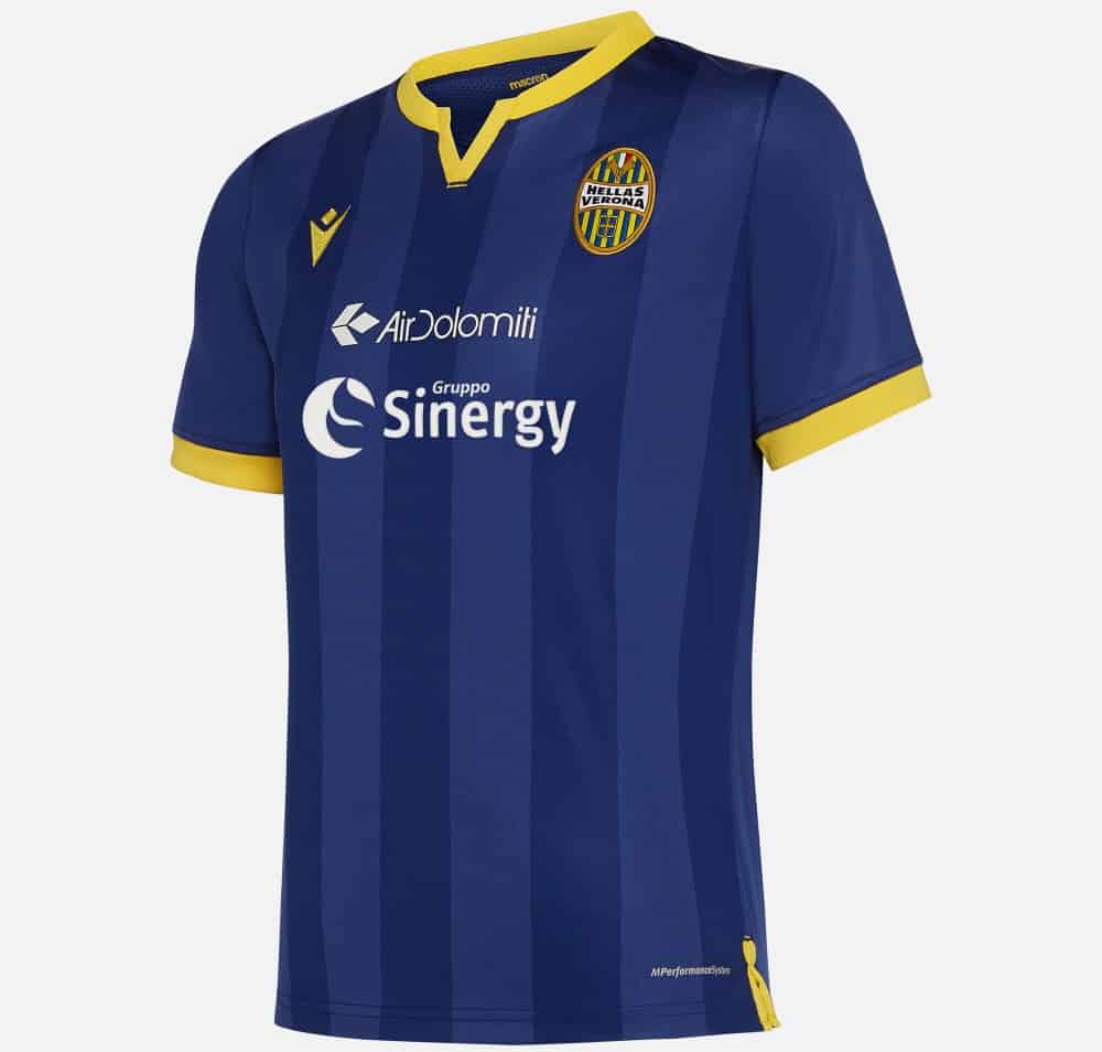 The Hellas verona fc 2019/2020 junior home match jersey from Macron.