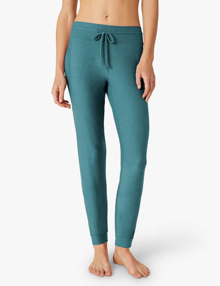 The Featherweight Lounge Around Jogger in green from Beyond Yoga.