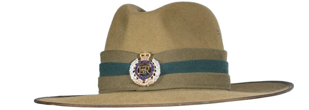 A close look at the hat worn by the New Zealand Army.