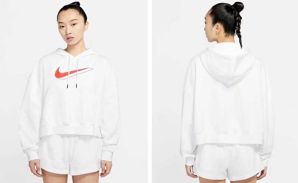 The Women's Fleece Hoodie in white from Nike.