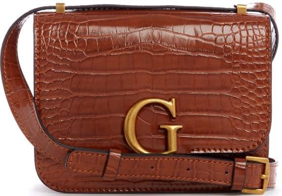 The Corily Convertible Crossbody in brown leather by Guess.