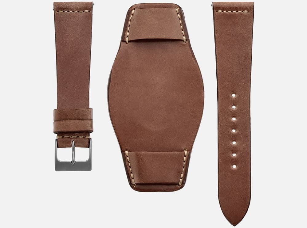 The Heaton Unlined Shell Cordovan Bund Strap In Natural from Hodinkee.