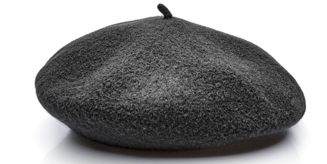 This is a basque dark gray wool felt beret.