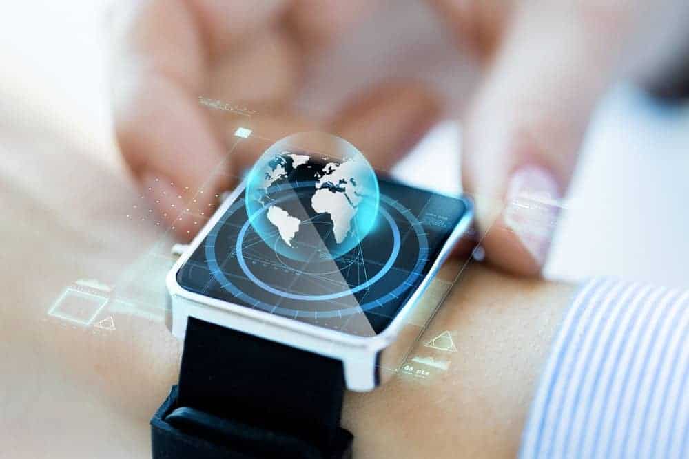Globe hologram on a smartwatch.
