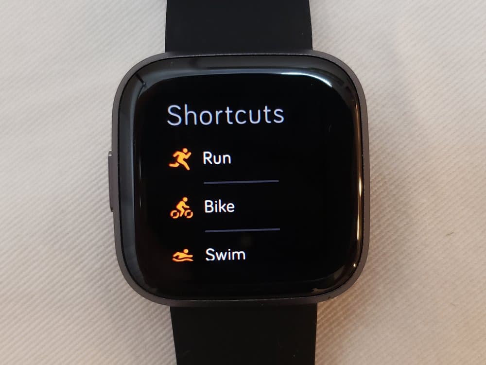 Fitbit Versa 2 exercise menu