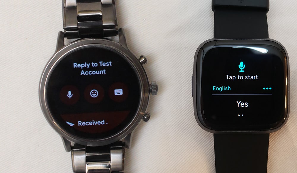 Fitbit Versa 2 vs Fossil Gen 5 replying to a message