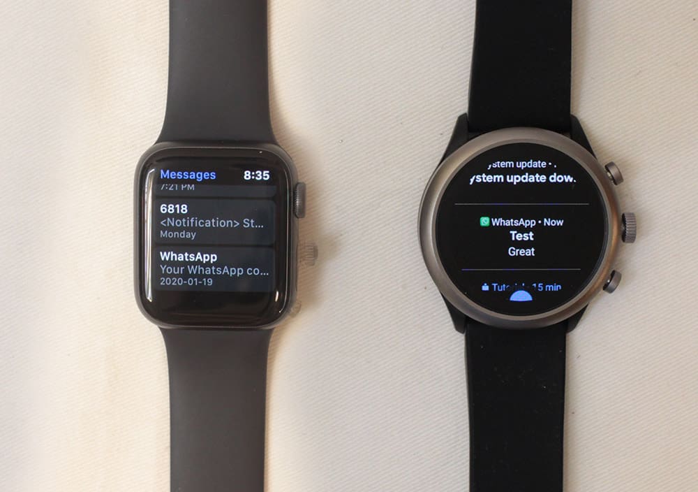 apple watch series 5 vs fossil sport smartwatch notifications