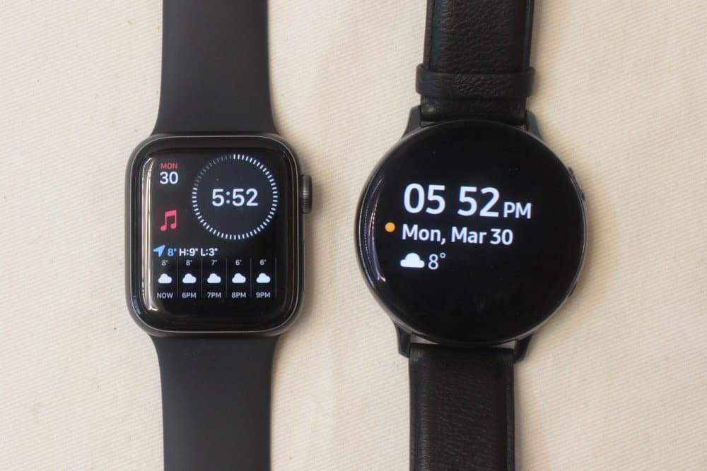 Samsung Galaxy Watch Active 2 vs Apple Watch Series 5 main screen