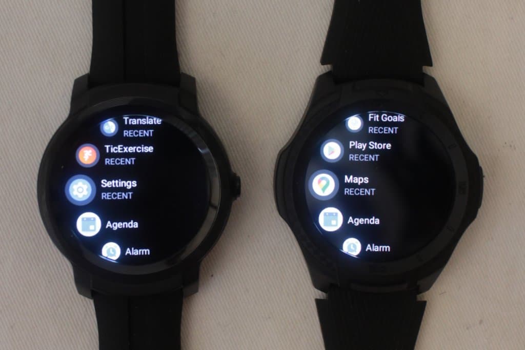 ticwatch e2 vs ticwatch s2 app list