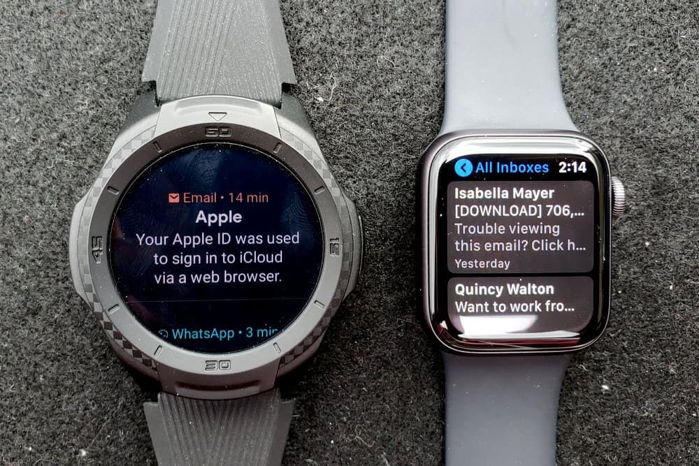 ticwatch s2 vs apple watch series 5 emails