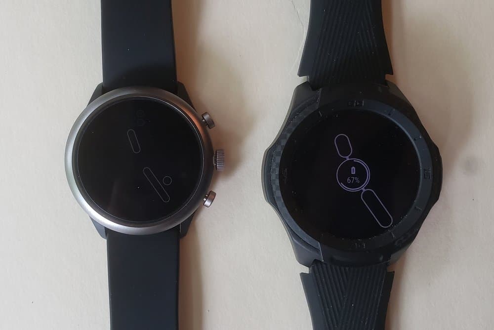 ticwatch s2 vs fossil sport smartwatch bezel thickness flat screen