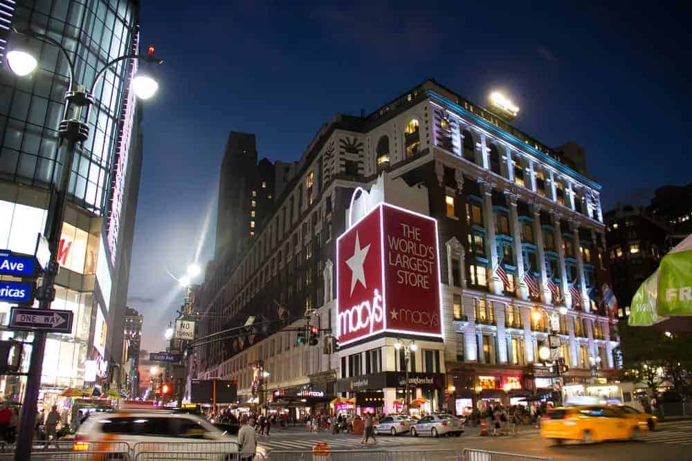 Macy's store in New York City, photo taken at night.