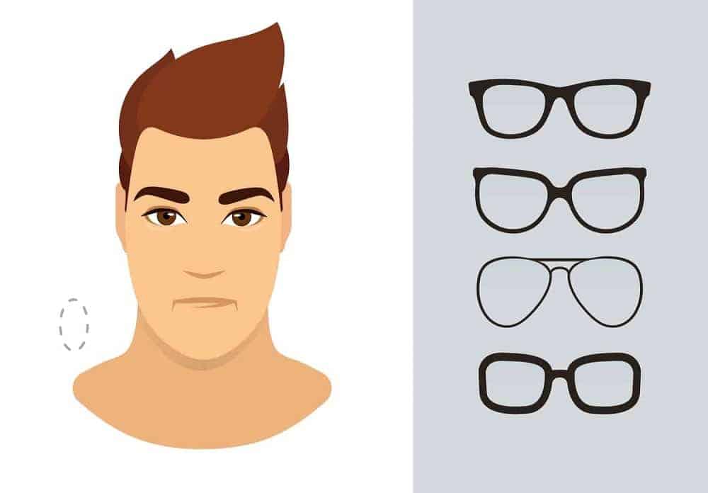 An illustration of the types of glasses for men with an oblong-shaped face.