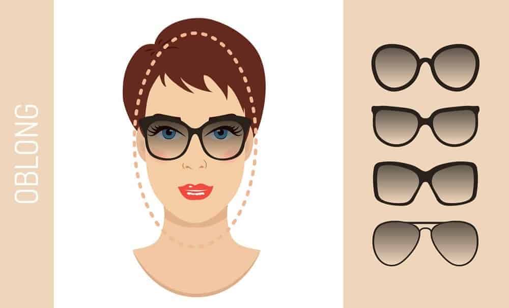 An illustration of the types of glasses for women with an oblong-shaped face.
