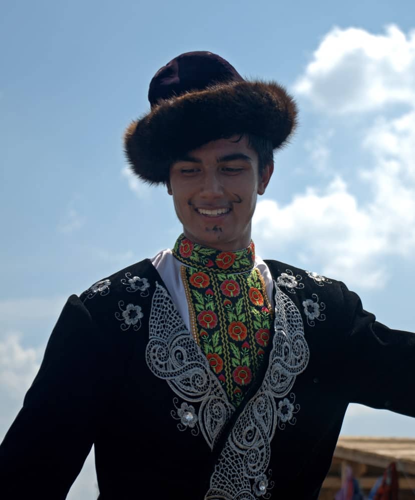 Uyghur man wearing Hungarian atilla.